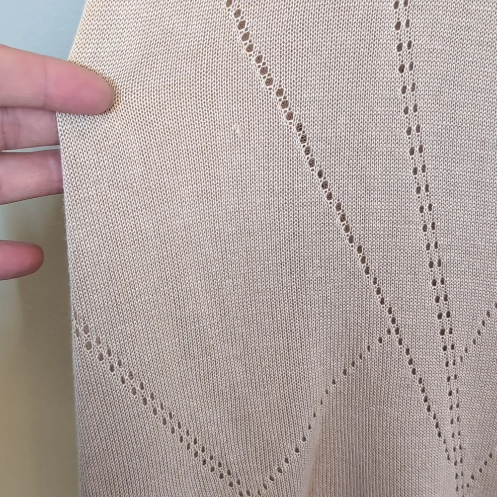 Cyrus Pointelle Knit Cardigan Sweater Small Cream Open Long Sleeve Lightweight - Picture 9 of 11